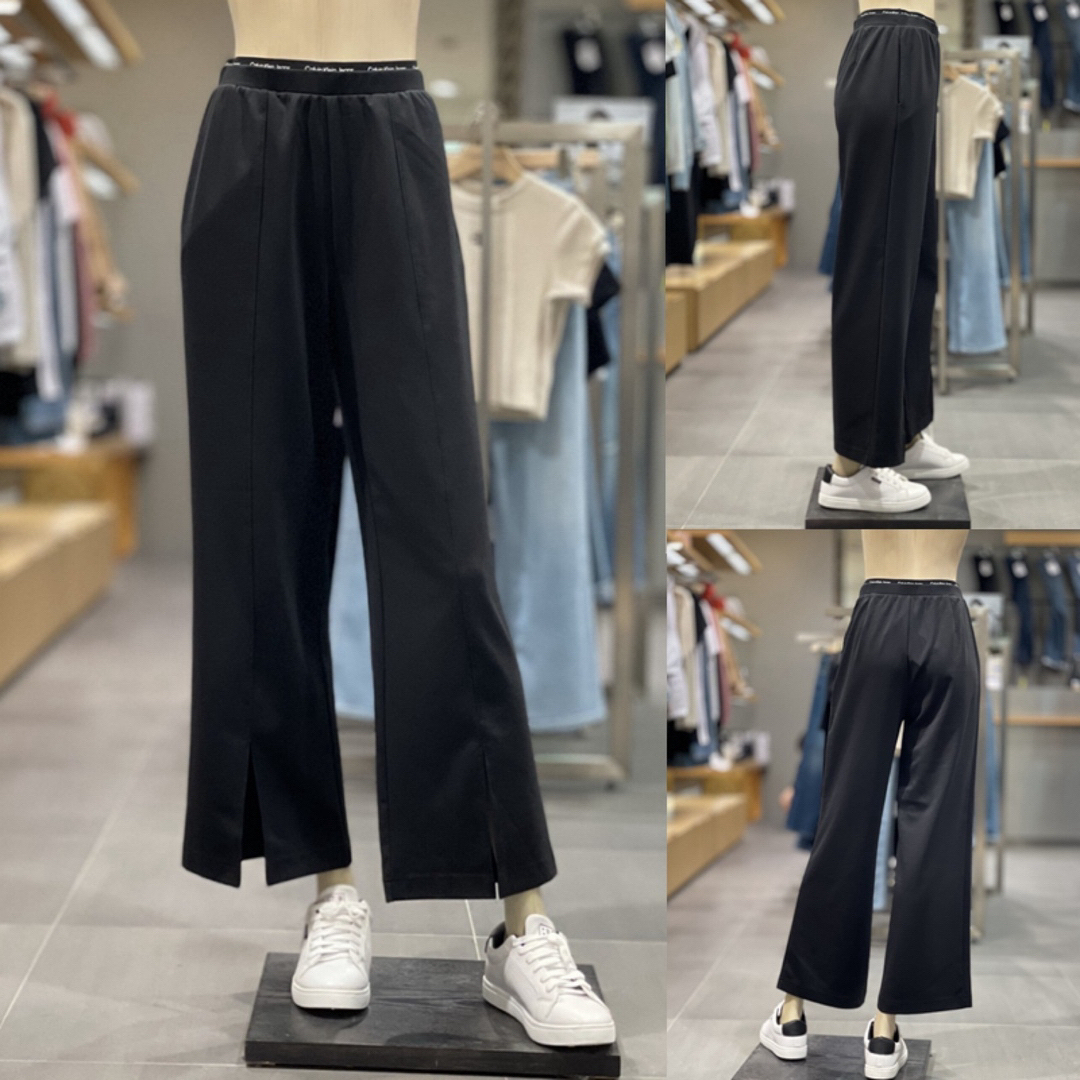 Calvin Klein(カルバンクライン)のCalvin Klein カルバンクライン スプリット ロングパンツ BLACK レディースのパンツ(カジュアルパンツ)の商品写真