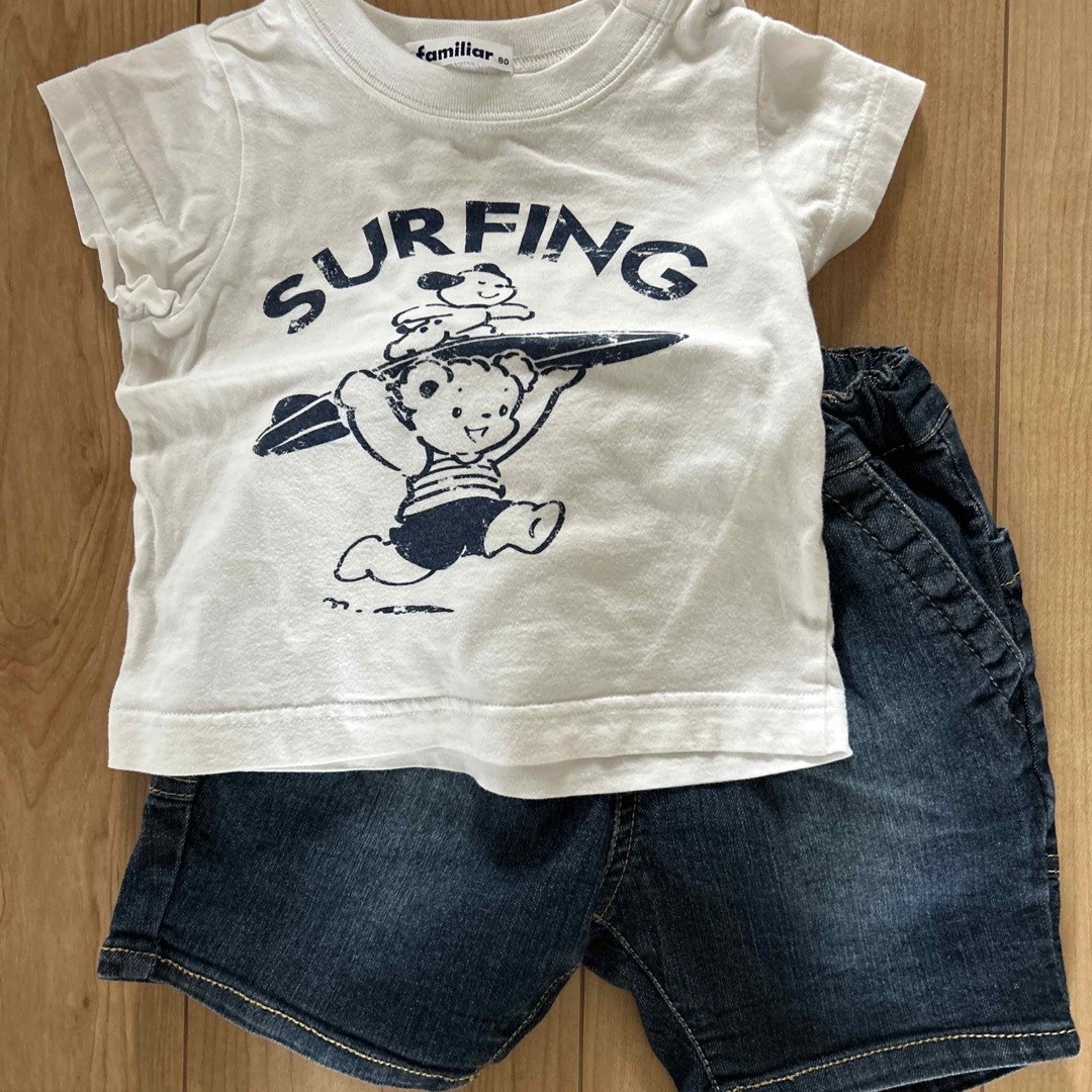 familiar(ファミリア)のファミリア Tシャツ　80 マーキーズのデニムパンツ　80のセット キッズ/ベビー/マタニティのベビー服(~85cm)(Ｔシャツ)の商品写真