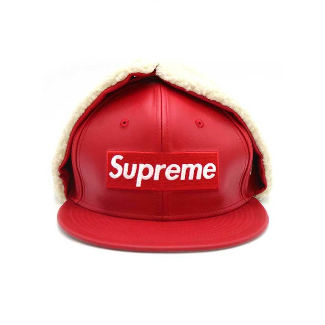 Supreme × New Era シュプリーム × ニューエラ 22AW Leather Earflap Box Logo Cap レザーキャップ  レッド 7 1/2 | フリマアプリ ラクマ