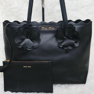 【美品】MiuMiu/ミュウミュウ フラワーモチーフトートバッグ ポーチ付き