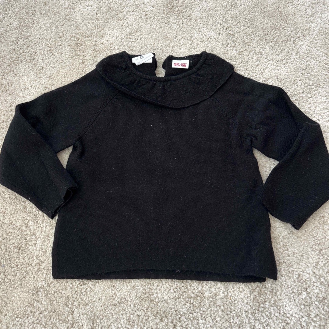 ZARA KIDS(ザラキッズ)のZARA 黒ニット　襟付きセーター　2〜3才 キッズ/ベビー/マタニティのキッズ服女の子用(90cm~)(ニット)の商品写真