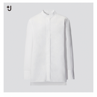 ユニクロ(UNIQLO)の+J ユニクロ スタンドカラーシャツ White サイズL新品タグ付き(シャツ/ブラウス(長袖/七分))