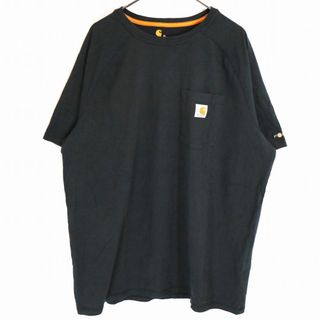 カーハート(carhartt)のCarhartt カーハート ワンポイントロゴ 半袖Ｔシャツ 胸ポケット ラグラン ブラック (メンズ XL) 中古 古着 O2023(Tシャツ/カットソー(半袖/袖なし))