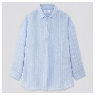 ユニクロ(UNIQLO)のUNIQLO プレミアムリネンストライプシャツ(シャツ/ブラウス(長袖/七分))