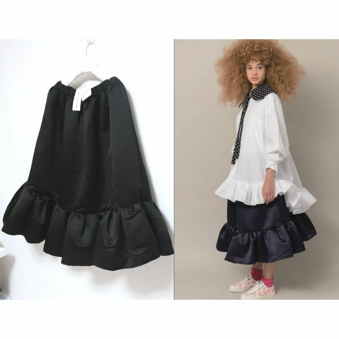 COMME des GARCONS GIRL(コムデギャルソンガール)の新品 22AW コムデギャルソン ガール サテン フリル ボリューム スカート レディースのスカート(ひざ丈スカート)の商品写真