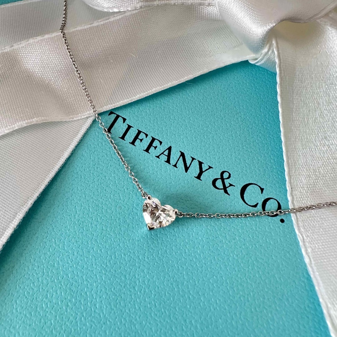 ティファニー オープンハート ダイヤモンド ネックレス Pt950 レディース TIFFANY&Co. [美品]  【ジュエリー】