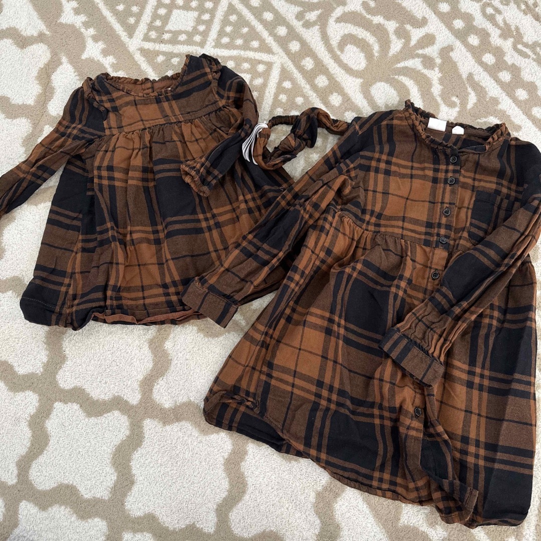 GAP - GAP 姉妹コーデ 茶色 ブラウン ワンピース ヘッドバンドの通販