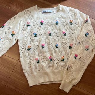 値下げZARA ザラ ZARA 花柄 刺繍 セーター  ニット S