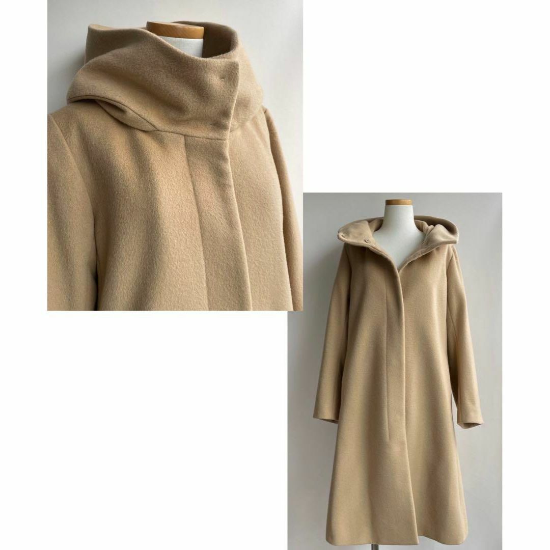 極美品✨定価5.2万 アンタイトル ウール フーデットコート 38 ベージュ-