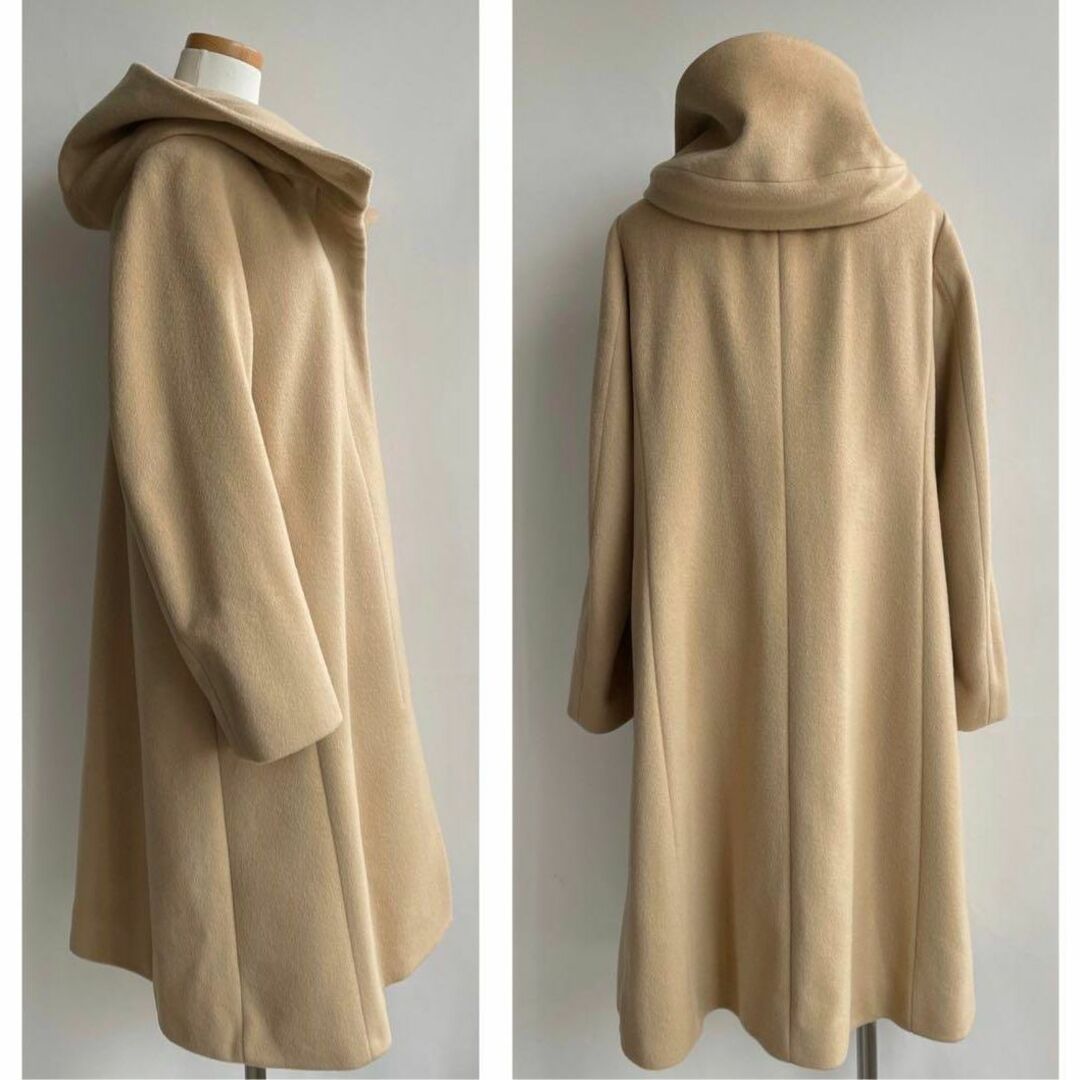 極美品✨定価5.2万 アンタイトル ウール フーデットコート 38 ベージュ-