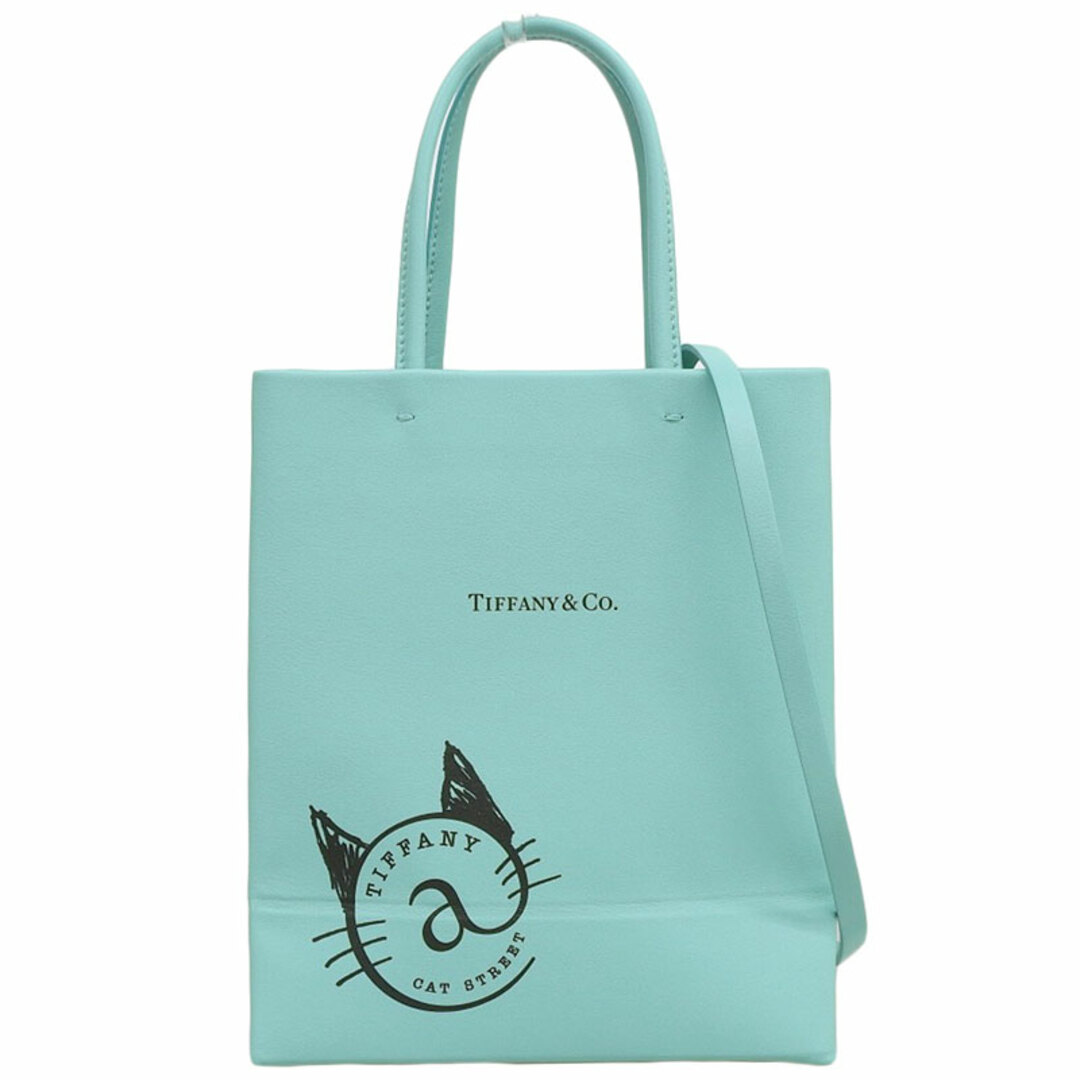 ティファニー TIFFANY & Co. キャットストリート ミニショッピングトート 2WAYバッグ ショルダーバッグ レザー ブルー  新入荷 TI0133