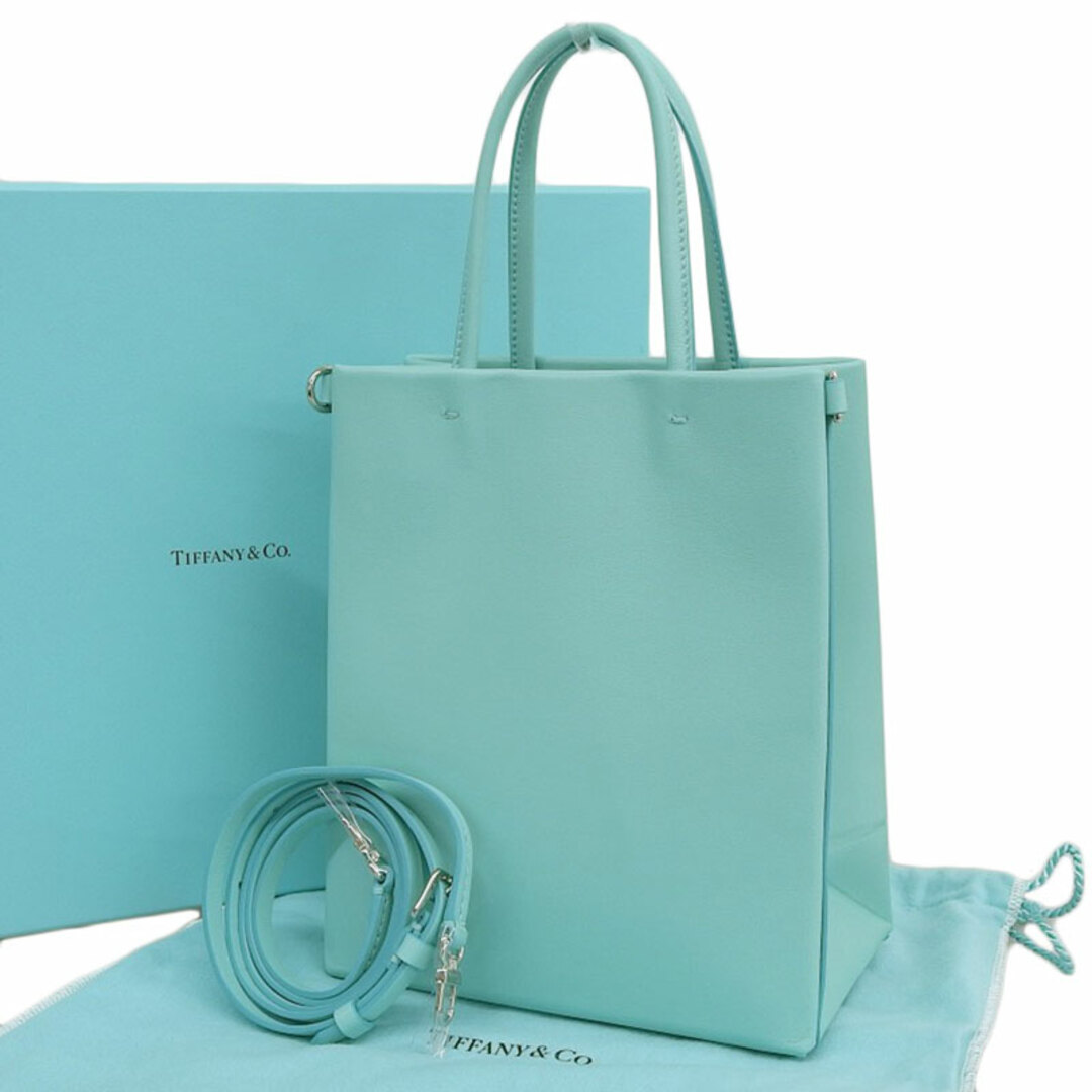 ティファニー TIFFANY & Co. キャットストリート ミニショッピングトート 2WAYバッグ ショルダーバッグ レザー ブルー 中古 新入荷  TI0133