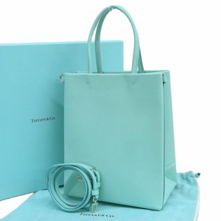 ティファニー TIFFANY & Co. キャットストリート ミニショッピングトート 2WAYバッグ ショルダーバッグ レザー ブルー  新入荷 TI0133約10ｃｍ持ち手を含む高さ