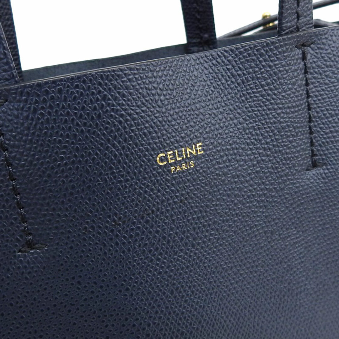 セリーヌ CELINE バーティカルカバスモール 2WAYバッグ トートバッグ ショルダーバッグ レザー ネイビー 中古 新入荷 OB1559