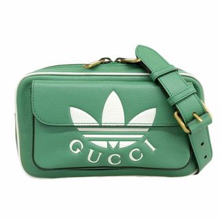 グッチ(Gucci)のグッチ GUCCI アディダスコラボ ボディバッグ ベルトバッグ バムバッグ レザー グリーン ホワイト 722141 美品 新入荷 GU0526(ボディバッグ/ウエストポーチ)