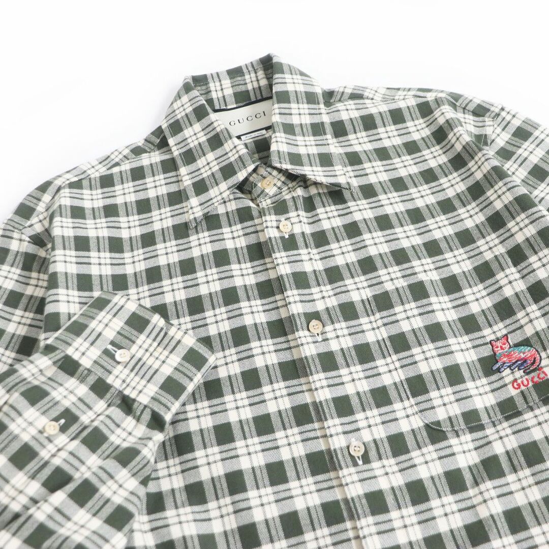 極美品□GUCCI/グッチ 633460 チェック柄 キャットパッチ ロゴボタン