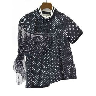 サカイ(sacai)のsacai サカイ 19SS Polka Dot Top  ポルカドットTシャツ ダークネイビー 2(Tシャツ(半袖/袖なし))