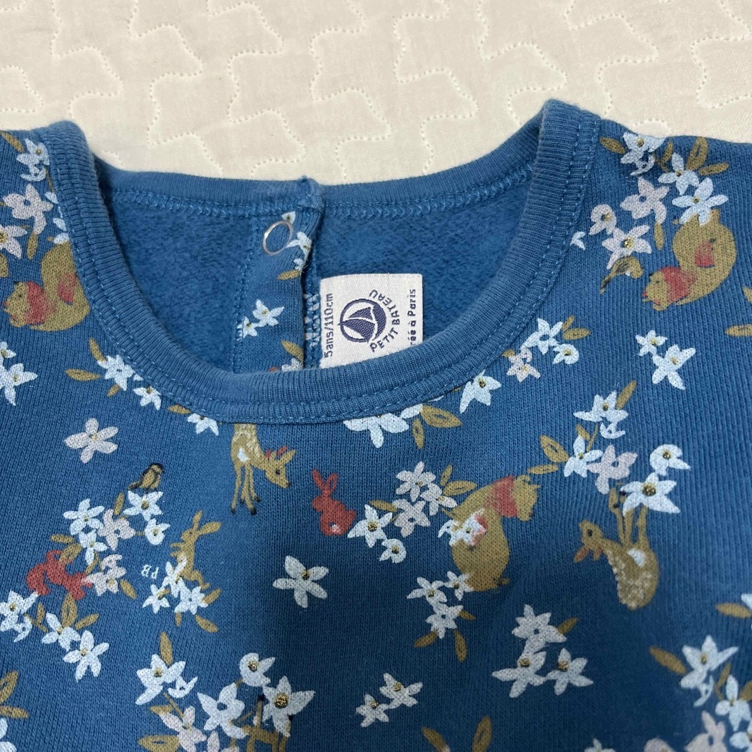 PETIT BATEAU(プチバトー)の【美品】PETIT BATEAU バンビ柄ワンピース 5ans キッズ/ベビー/マタニティのキッズ服女の子用(90cm~)(ワンピース)の商品写真