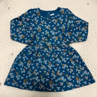 プチバトー(PETIT BATEAU)の【美品】PETIT BATEAU バンビ柄ワンピース 5ans(ワンピース)