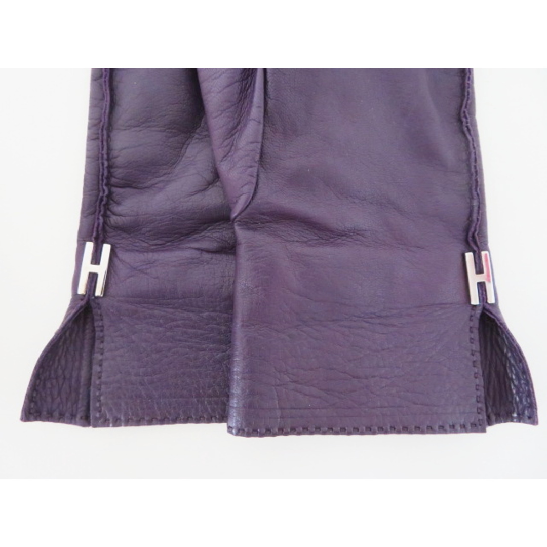 Hermes(エルメス)のK10 HERMES Hプレート ラムスキン/シルク グローブ 手袋 7 レディースのファッション小物(手袋)の商品写真