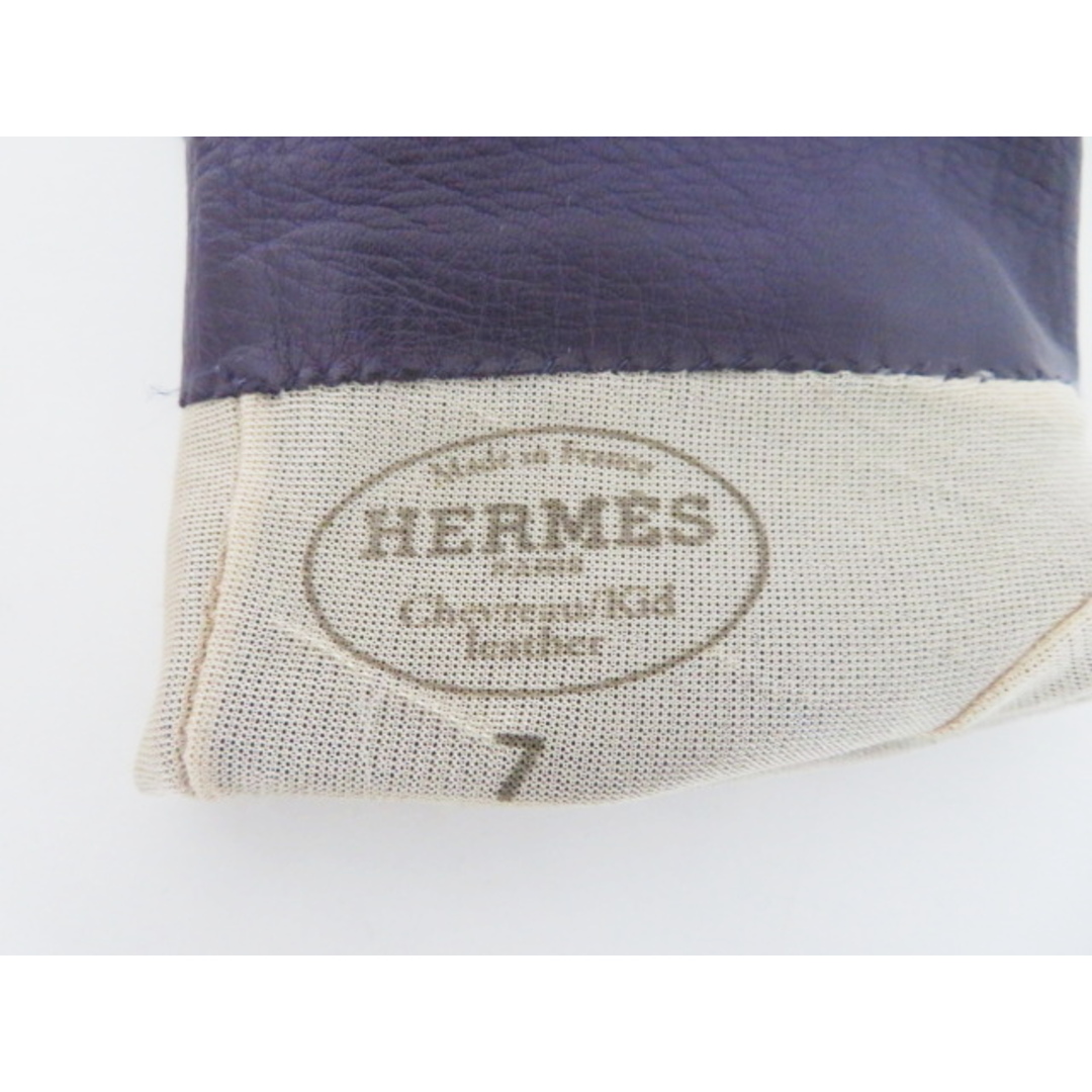Hermes(エルメス)のK10 HERMES Hプレート ラムスキン/シルク グローブ 手袋 7 レディースのファッション小物(手袋)の商品写真