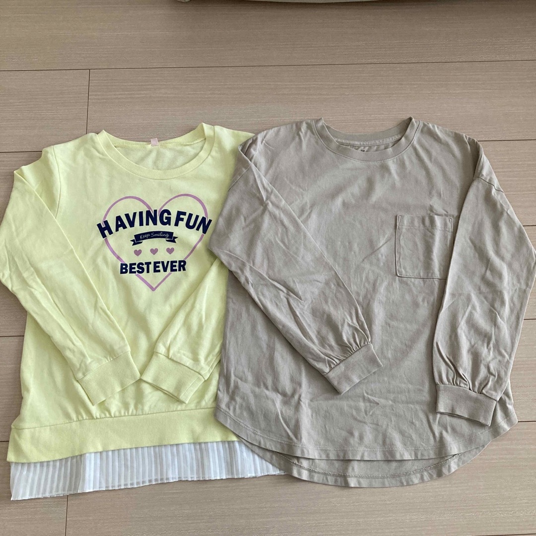 kids 140cm 長袖Tシャツ 2枚セット キッズ/ベビー/マタニティのキッズ服女の子用(90cm~)(Tシャツ/カットソー)の商品写真