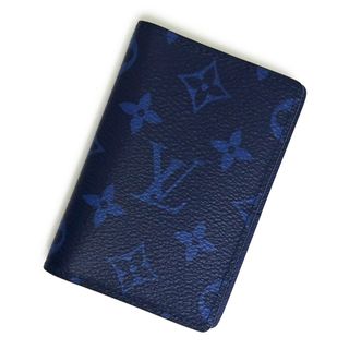 LOUIS VUITTON LOUIS VUITTON Pocket Organizer Case M80421 Monogram Shadow  leather Blue Used LV M80421