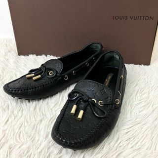 極美品 ルイヴィトン LOUIS VUITTON ローファー ボブール・ライン ダービー エナメルレザー モノグラム シューズ 靴 レディース 35(22cm相当) ブラック