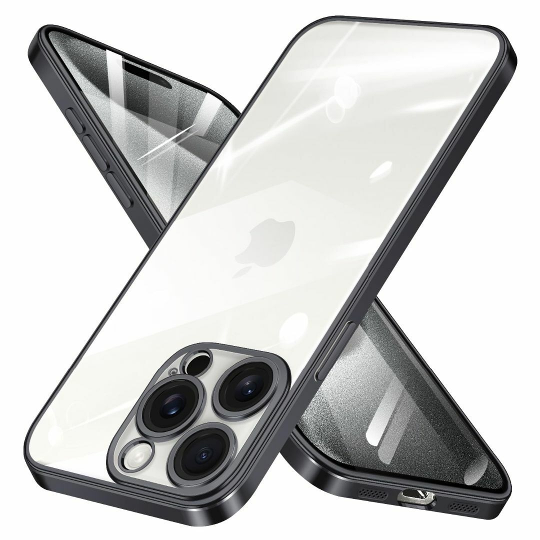 【色: ブラック】iPhone 15 Pro Max 用 ケース クリア 【カメ