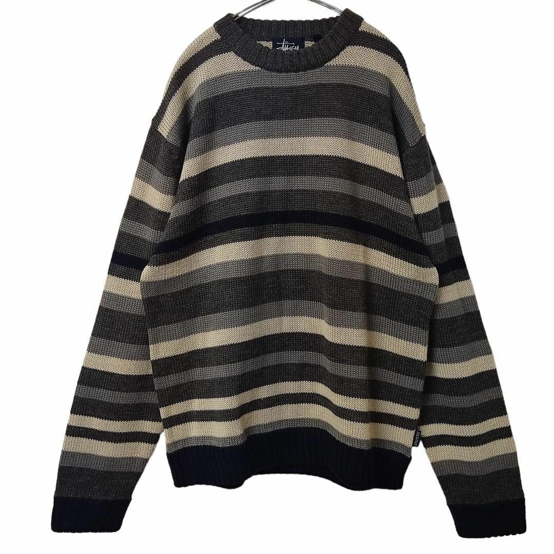 ☆レア☆ OLD STUSSY ボーダーニット セーター 紺タグ M 90s ☆レア☆ OLD STUSSY ボーダーニット セーター 紺タグ M 90s