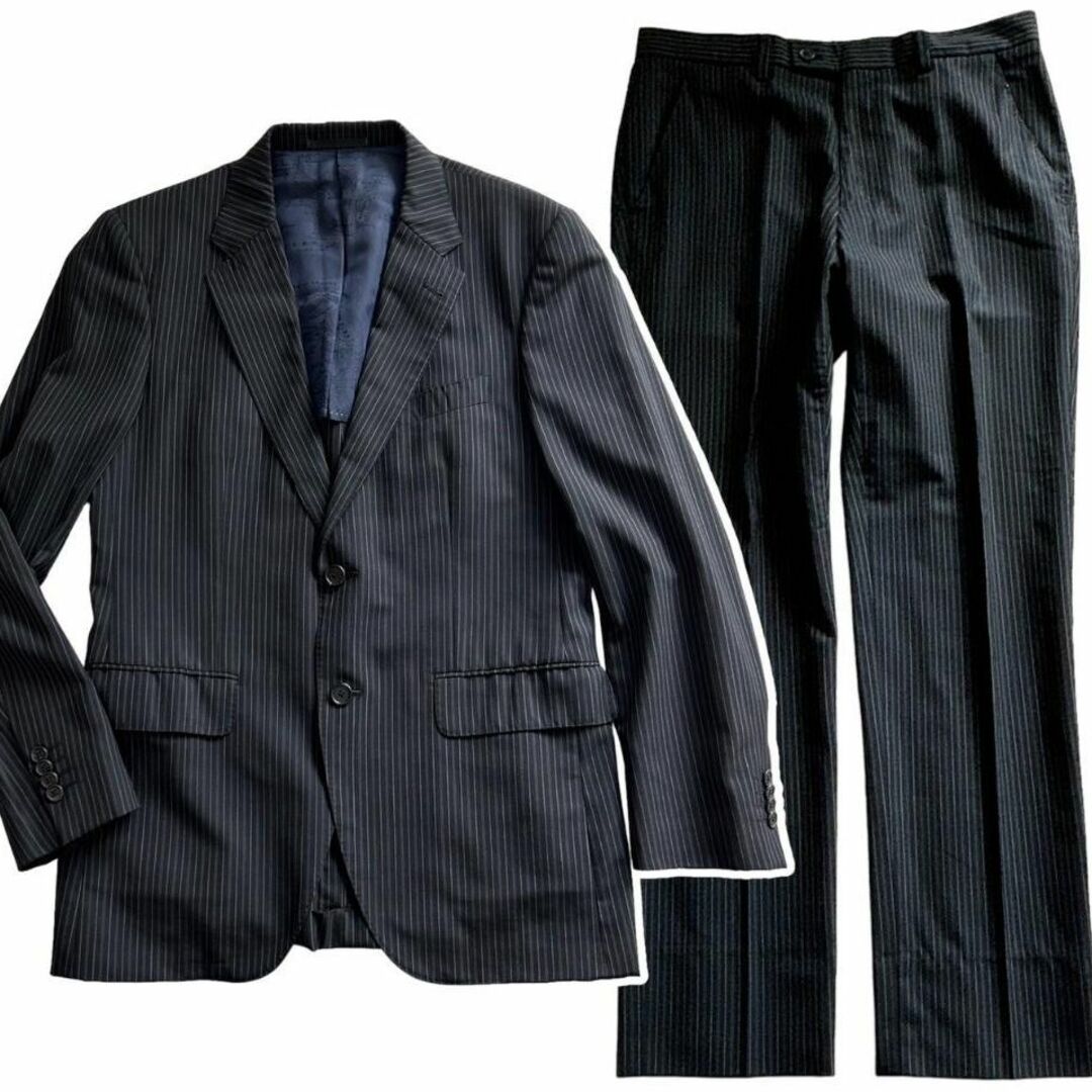 Paul Smith スーツ セットアップ ストライプ 裏地地図柄 シルク混L [宅