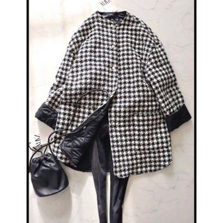 ZARA - 新品/未使用【ザラ ウーマン】ツイード チェック柄 ノーカラー
