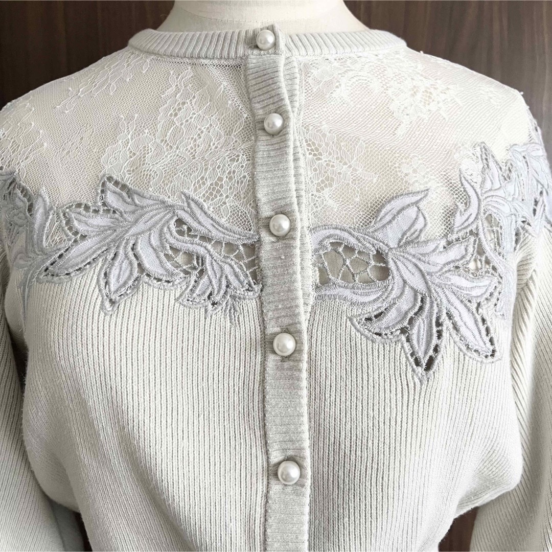 Lace Trimmed Pearl-Button Cardigan