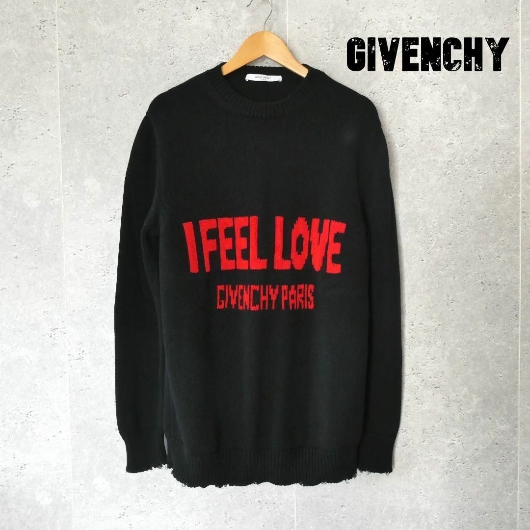 極美品 GIVENCHY ダメージ加工 クルーネック 長袖 ニット セーター