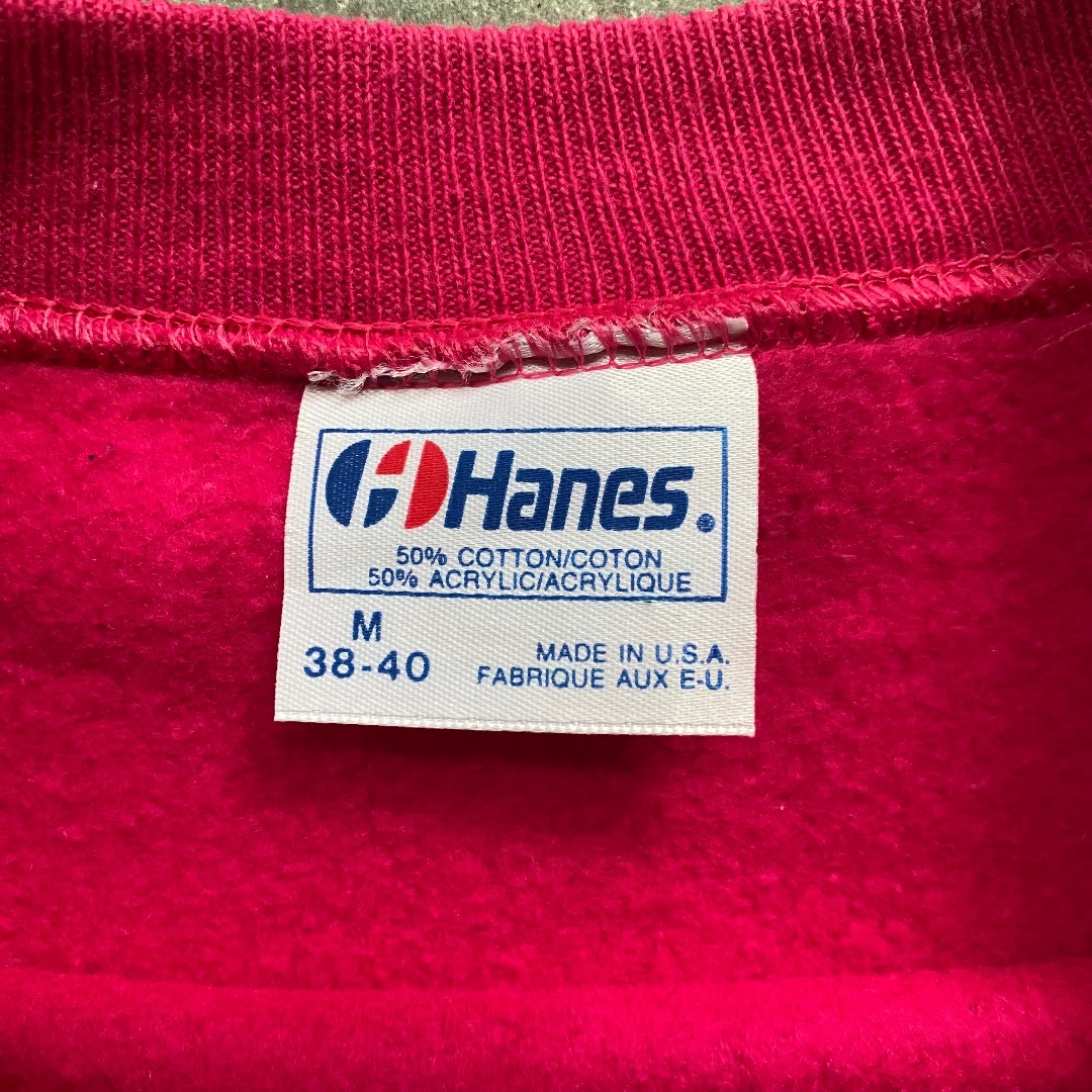 Hanes - 80s Hanes ヘインズ スウェット USA製 M ピンク×ターコイズの