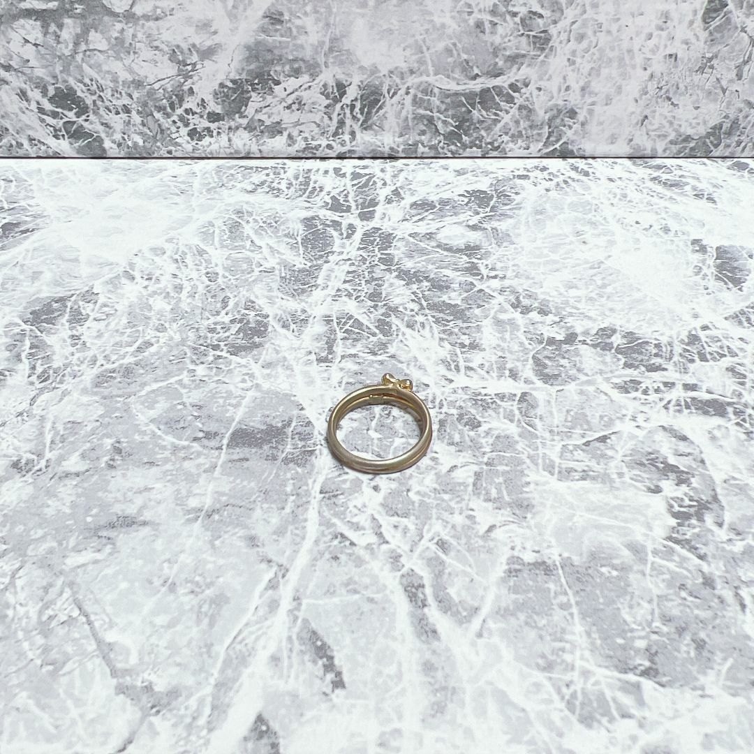 10号　リング　gold　ゴールド　ジルコニア　リボン　デザイン　ヴィンテージ　 レディースのアクセサリー(リング(指輪))の商品写真