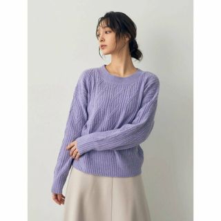 イェッカヴェッカ(YECCA VECCA)の【パープル】ダイヤ柄ケーブル編みニット/23AW(ニット/セーター)