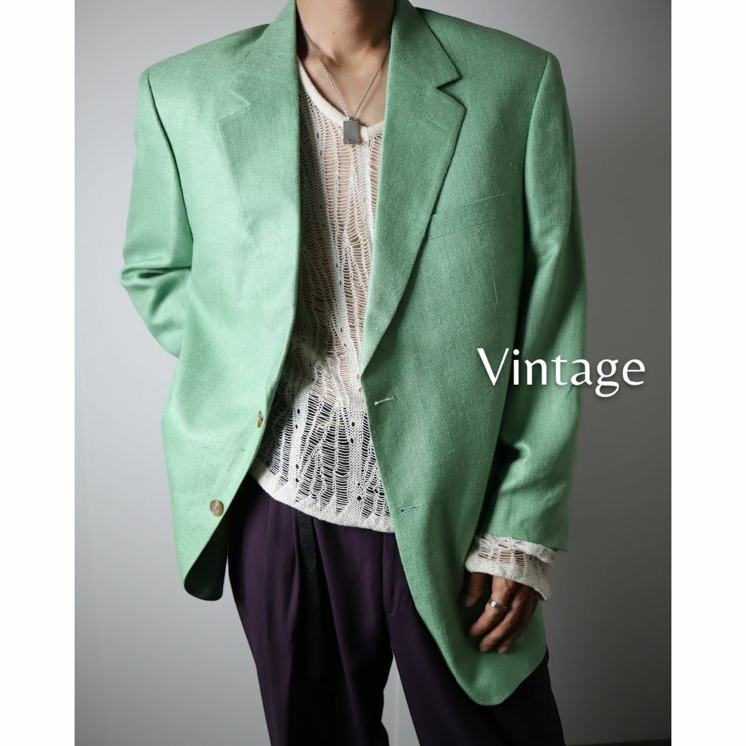 ART VINTAGE - 【vintage】シルク ヘリンボーン テーラードジャケット