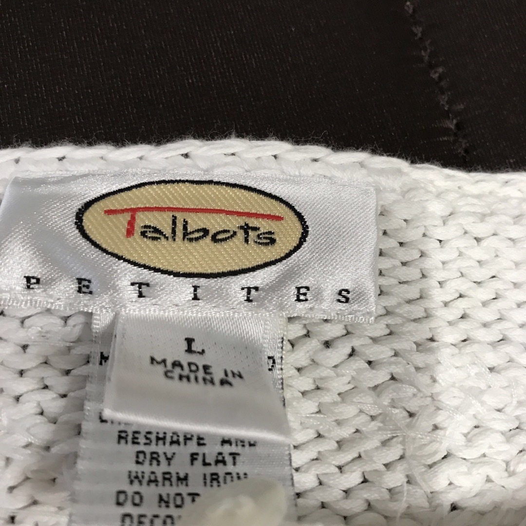 TALBOTS(タルボット)のTalbots タルボッツ　白　刺繍　かみセーター　コットン ビーズ L レディースのトップス(ニット/セーター)の商品写真