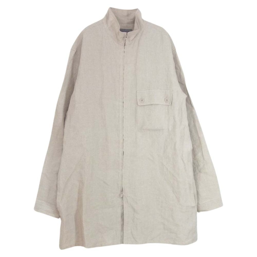 Yohji Yamamoto POUR HOMME ヨウジヤマモトプールオム 22SS HG-B28-301 HIGH COUNT LINEN ZIP OPEN BLOUSE リネン フルジップ ファスナー開きB トラック シャツジャケット ベージュ系 2