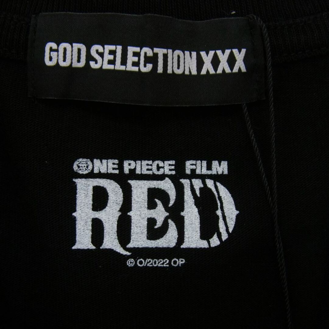 GOD SELECTION XXX ゴッドセレクショントリプルエックス 21SS ×ONE PIECE エース＆ルフィ 頂上決戦プリント半袖Tシャツ ブラック ワンピース GX-S21-OPST-04