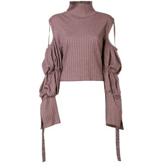 アイレネ ルシェルブルー Rib Cold Shoulder TOPS ブラウン-