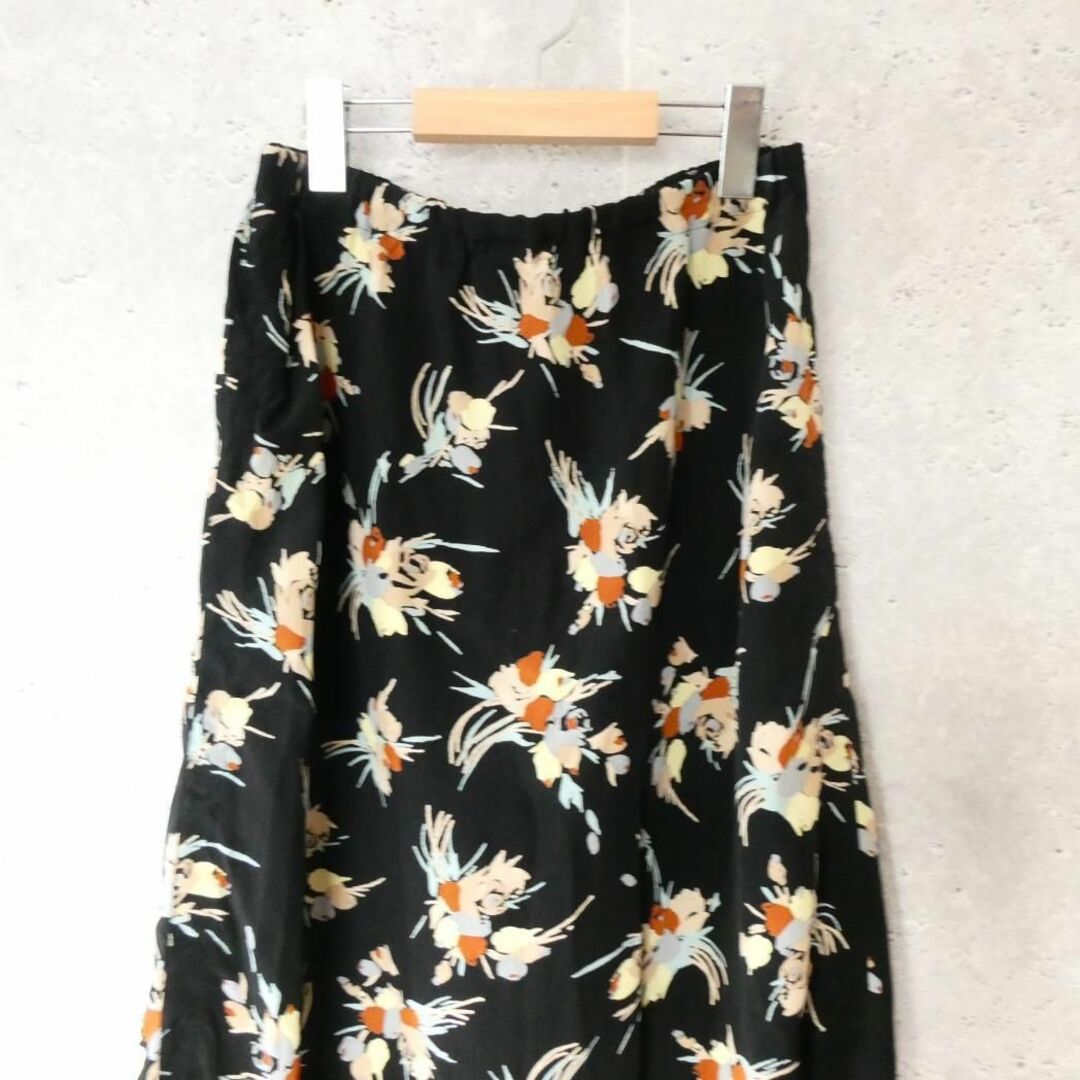 美品 MARNI 総柄 シルク100% シフォン ロング イージーフレアスカート-