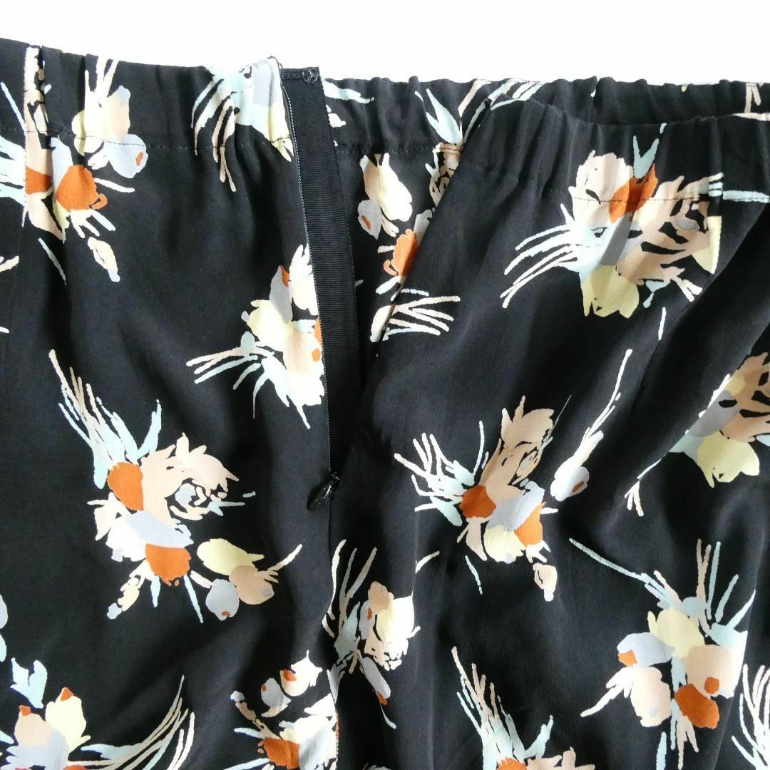 美品 MARNI 総柄 シルク100% シフォン ロング イージーフレアスカート-