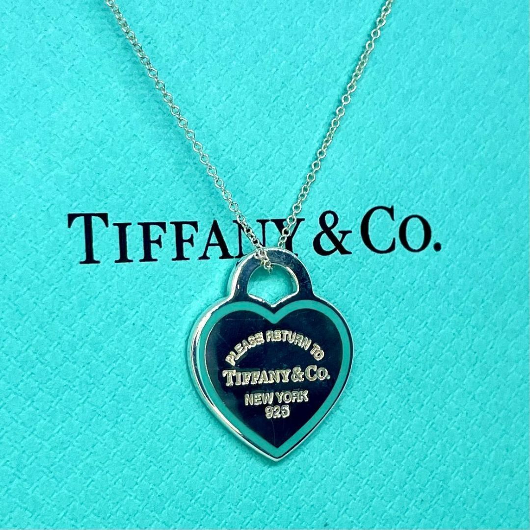 【極美品】TIFFANY&Co. ブルー エナメル ハート タグ ネックレス