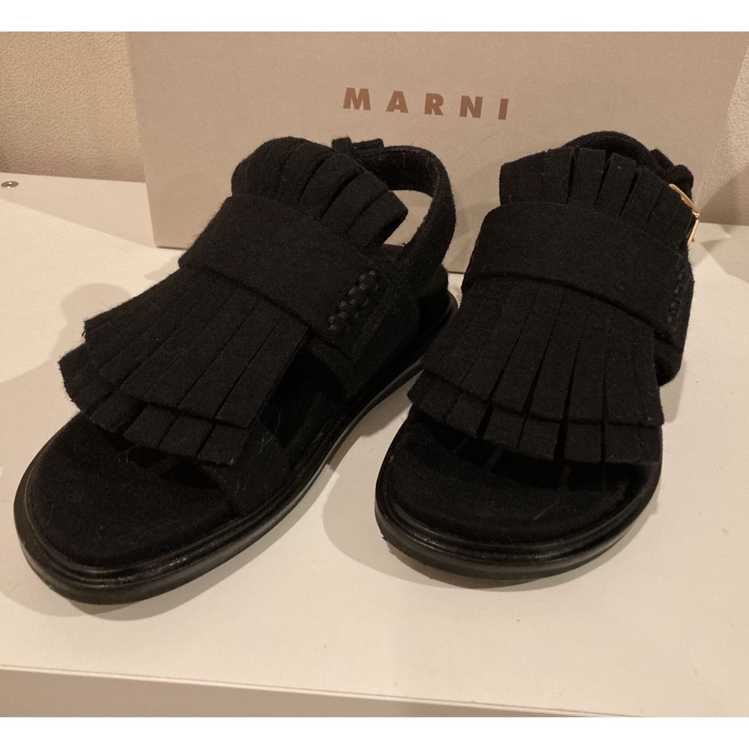 MARNI マルニ ダブルフリンジフスベット　フエルト　ブラック36 極美品 | フリマアプリ ラクマ