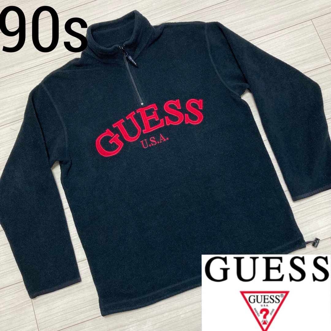 GUESSゲス90s Vintage■GUESS ゲス■ハーフジップ フリース ジャケット L