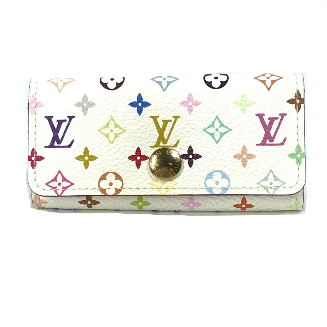 ルイヴィトン LOUIS VUITTON ミュルティクレ4 M60043 モノグラムマルチカラー 4連 三つ折り キーケース モノグラムマルチカラーキャンバス ブロン ホワイト×マルチカラー×ピンク