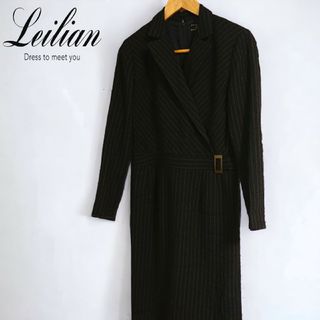 レリアン(leilian)の【Lelian】ストライプ ロングジャケットコート スリット トレンチコート風(テーラードジャケット)