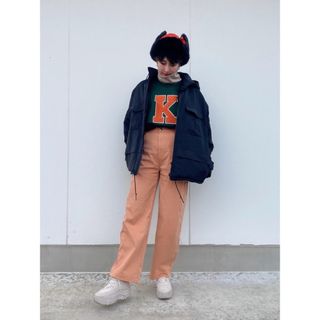 ユニクロ(UNIQLO)の【ユニクロユー】ワイドフィットカーブツイルジャージーパンツ【オレンジ】(カジュアルパンツ)